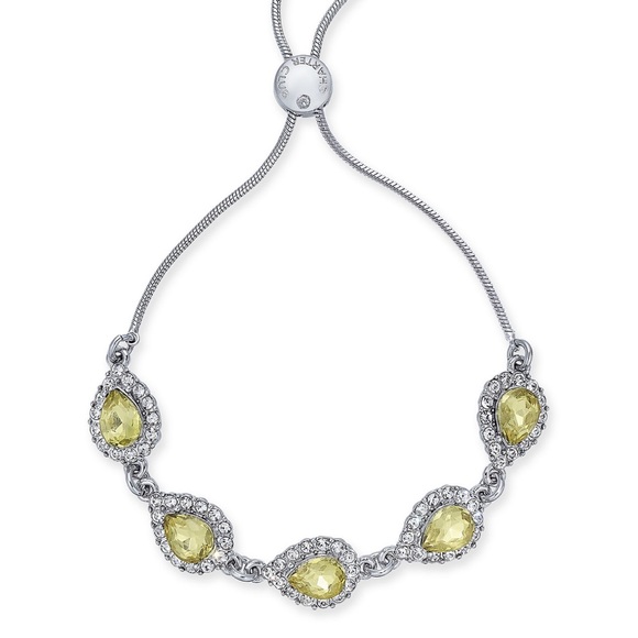 Peridot Rhinestone Birthstone Silver Bracelet NWT - Picture 2 of 2